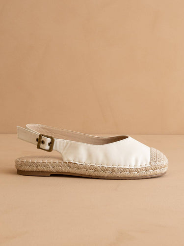 The Massa White Ballet Inspired Espadrille Flat showcasing a lightweight silhouette with natural jute detailing.