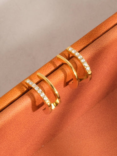 Dulce 18K gold non tarnish CZ double hoop earrings
