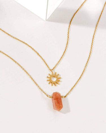 Sun Salutation Necklace Set sunstone front view