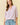 Striped Puff Sleeve Pullover Top in lavender front view