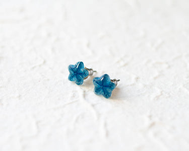 Tiny Blue Flower Stud Earrings