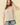 Striped Puff Sleeve Pullover Top in beige front view