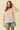 Striped Puff Sleeve Pullover Top in beige front view