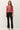 Pointelle 3/4 Sleeve Cardigan in red full-length view
