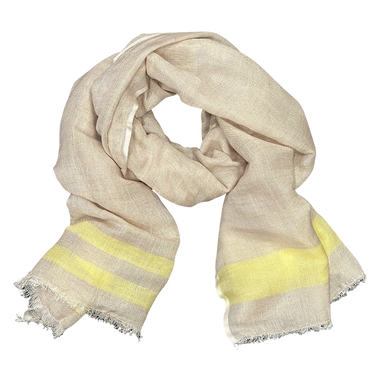 Pure linen striped lightweight scarf close-up