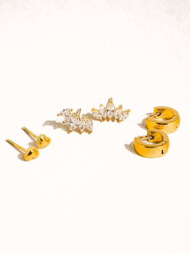Anouk 18K gold non tarnish heart hoop CZ earrings