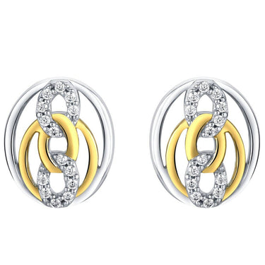 Two-Tone Sterling Silver Infinity Links Earrings