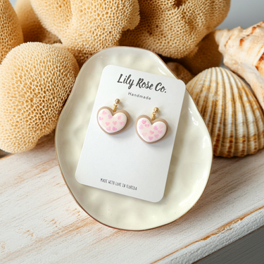 Heart Sugar Cookie Earrings - White - Dangle