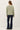 Model wearing garment-washed cotton modal fleece sweatshirt, back view