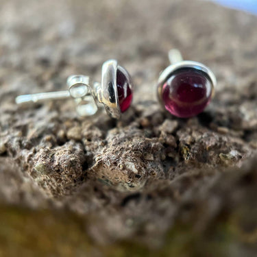 Garnet Stud Sterling Silver