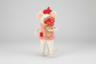 Red Roses Mouse Critter - Decor Animal