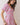 Pink Tropical Print Puff Sleeve Midi Dress featuring a V-neckline and puff sleeves in tropical leaf print.