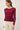 Ribbed Button Up Cardigan in dark pink front view