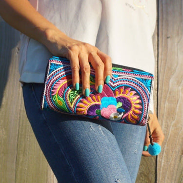 Colorful Embroidered Wallet - Boho Chic Wallet/Clutch Bag