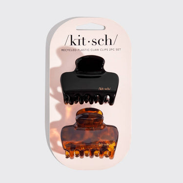 Recycled Plastic Medium Puffy Claw Clips 2pc Set- BlackTort Hair Clips