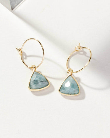 Bermuda triangle mini hoop earrings aquamarine front view