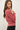 Pointelle 3/4 Sleeve Cardigan in red front view