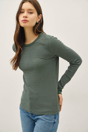 STITCHED THERMAL CREW NECK TOP - HUNTER / L - Thermals