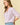 Striped Puff Sleeve Pullover Top in lavender full-length view