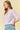 Striped Puff Sleeve Pullover Top in lavender full-length view