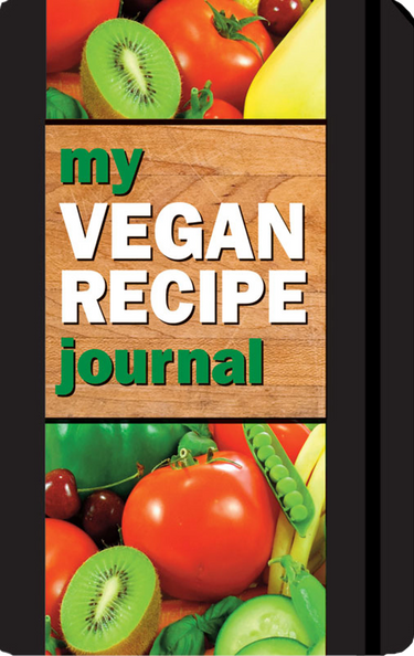 My Vegan Recipe Journal cookbook cover with vegan food