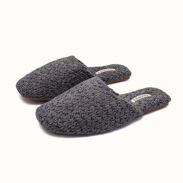 Simple Solid Color Soft Warm Plush Slippers dark gray