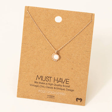 Circle Opal Pendant Necklace - Rose - Necklace
