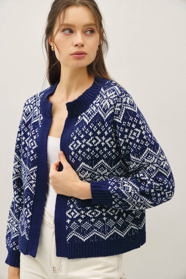 ISLE OPEN CARDIGAN WITH VOLUME CUFF - Navy / M - Cardigan