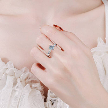 Six-Prong Moissanite Engagement Ring in 925 Sterling Silver