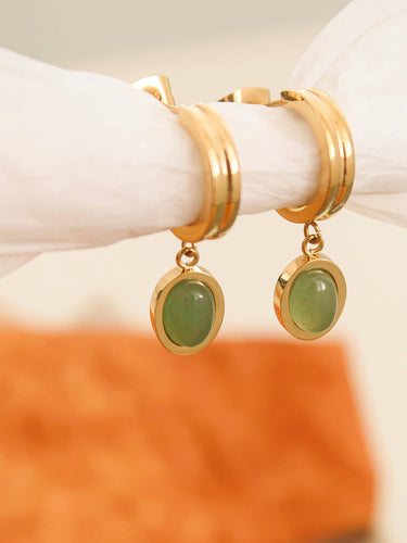 Whitnee dainty round stone dangle earrings