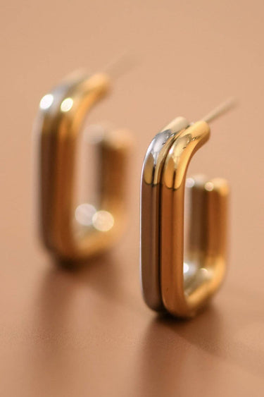 18K Gold PVD Plated Waterproof Stainless Steel Hoop Earrings 7782 close-up highlighting the polished gold finish
