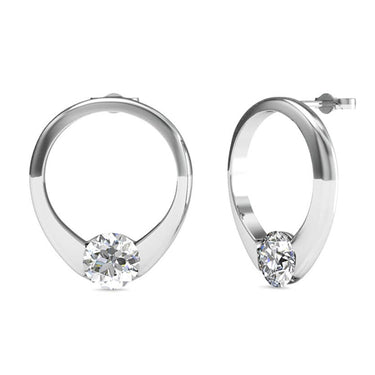 Mini Ring Earrings - Silver and Crystal