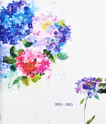2025 Hydrangeas Family Weekly Planner colorful hydrangea design