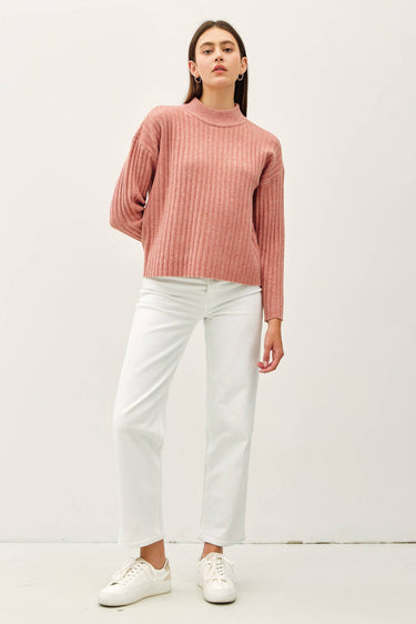 ULTRA SOFT CHUNKY RIBBED MOCK NECK SWEATER - Sweater Top