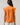 Back view of Donna Dot Hessi Button Down Top with ruffled cap sleeves and floral print on a vibrant orange background.