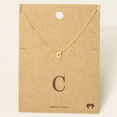 Mini Rhinestone Initial Necklace - CG - Necklace