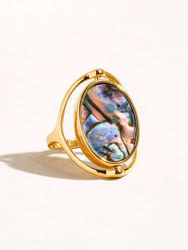 18K gold double-sided shell ring close-up