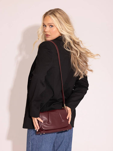 Dayton Pleated Flapover Crossbody Bag - CHERRY LACQUER - Cross body