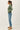 Side view of model wearing green Ultra Soft Basic Button Up Cardigan with blue jeans