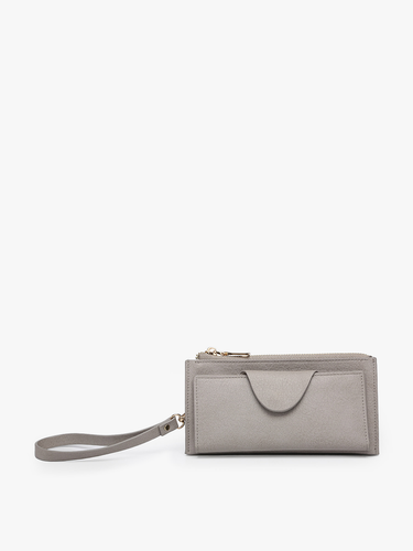 WL0004RF Kyla RFID Wallet w Snap Closure - Grey - Clutch