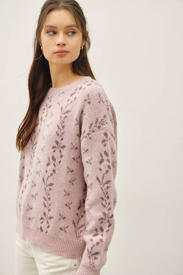 COZY FLORAL JACQUARD SWEATER TOP - Sweater