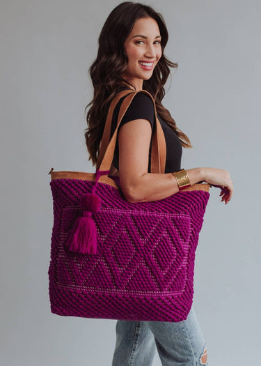 Magenta Diamond Pattern Tote