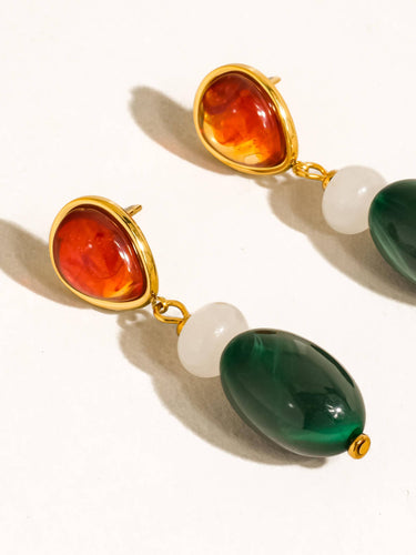 Burée 18K Gold Non-Tarnish Boho Beaded Earrings close-up