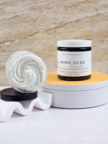Whipped Shea Body Butter | Deep Hydration | All Natural - Lavender / Black Jar / 8oz - Body Butter