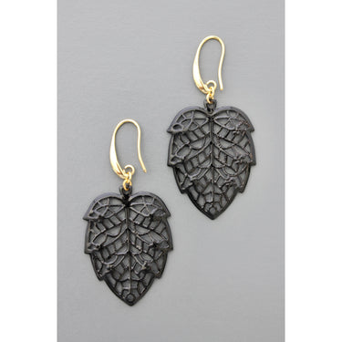Black leaf earrings
