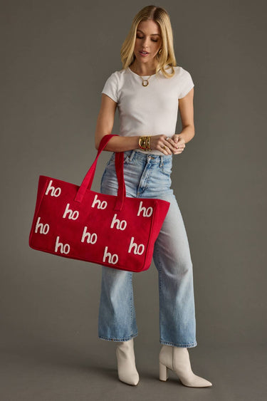 Red and white Ho Ho Ho tote bag Christmas design