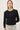 Pointelle 3/4 Sleeve Cardigan in black front view
