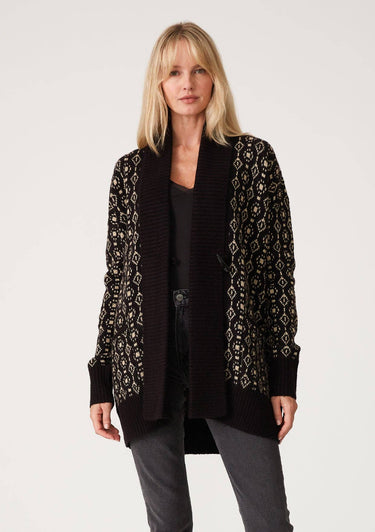 Geo Jacquard Long Sleeve Cardigan