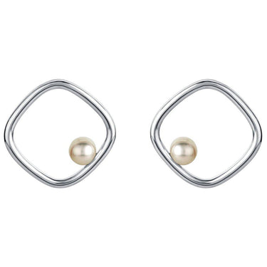 Freshwater Cultured Pearl Gravity Earrings Sterling Silver