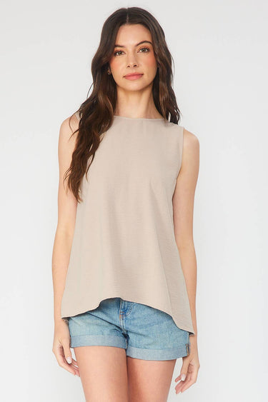HI LOW SOLID SLEEVELESS TOP